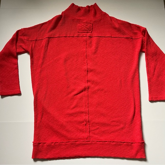 Free People We the free Mock Neck long Sleeve Casey Tunic Top in Red/Orange - Picture 6 of 12
